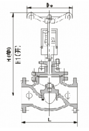 手動·自鎖手動調節閥產品外形及結構尺寸示意圖